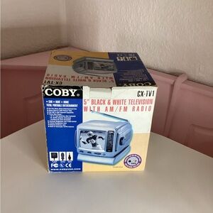 Vintage Coby Cx-tv1 5” Tv Am Fm Radio Portable Car Boat Travel Black White Tv
